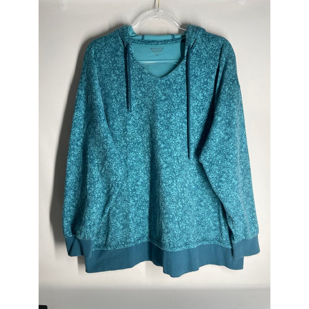 Athleta Blue Printed Sundown Alliance Hoodie Pullover Sweatshirt Size XL